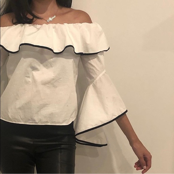 ZARA OFF THE SHOULDER BLOUSE TOP / SIZE S - Picture 5 of 6